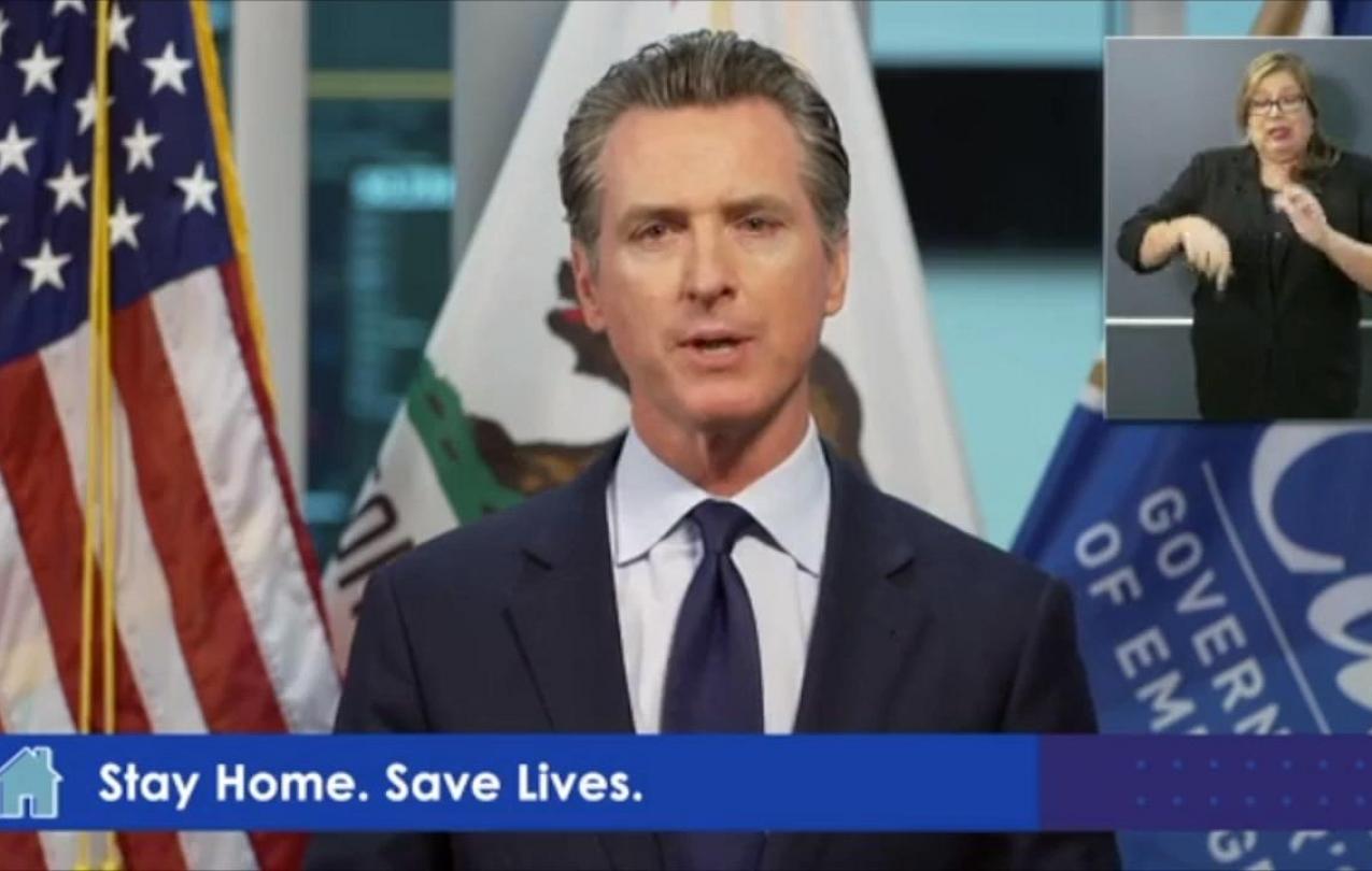 Gov. Gavin Newsom makes an announcement about workers’ comp for coronavirus claims