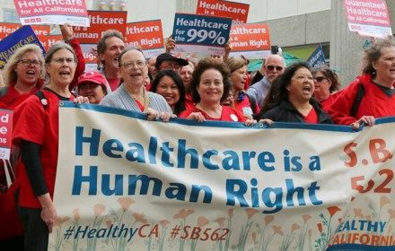 California nurses march for SB 562, the single-payer healthcare legislation
