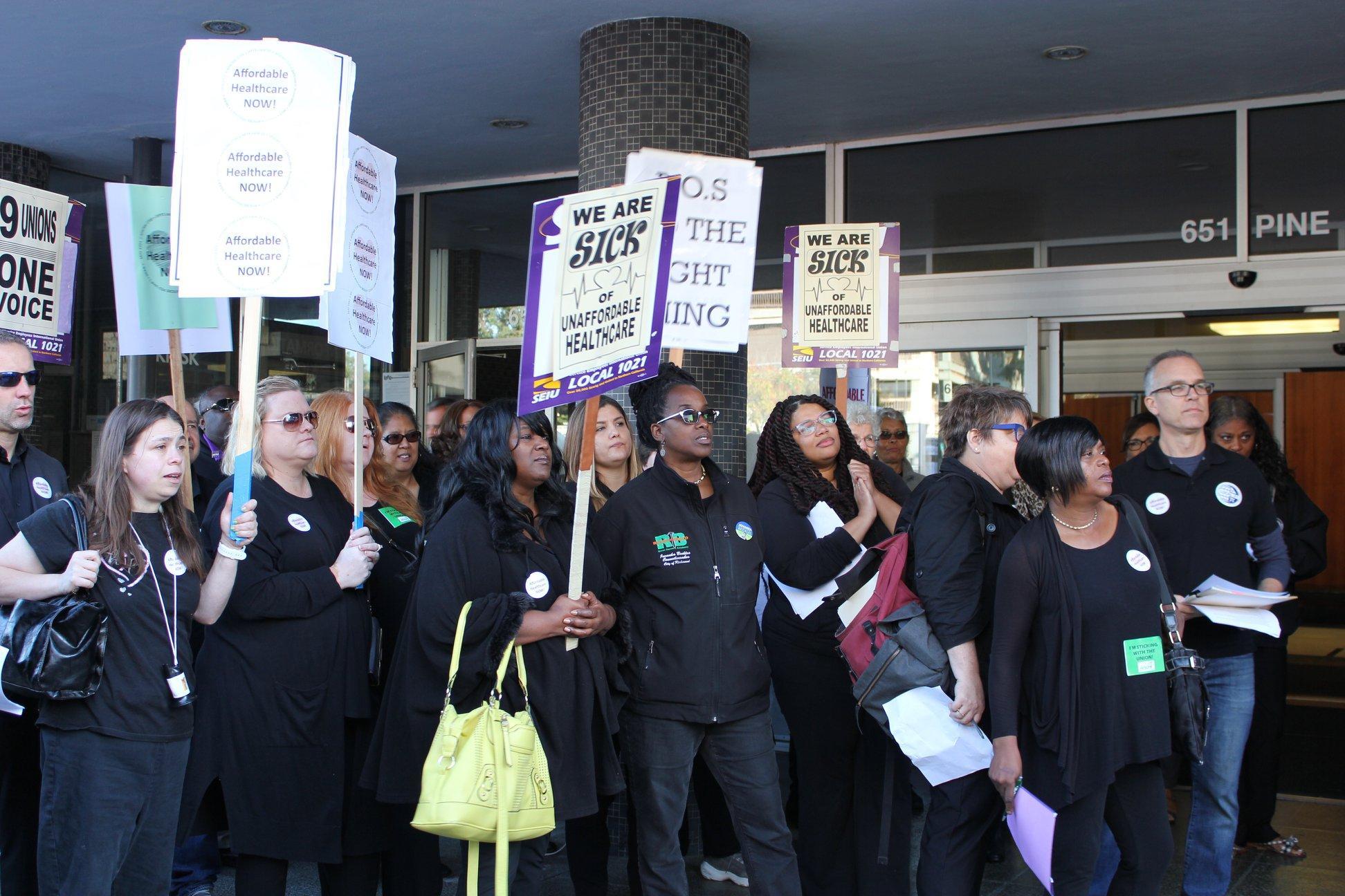 Members of the Contra Costa County Affordable Healthcare NOW Coalition at a rally on Sept. 18, 2018.