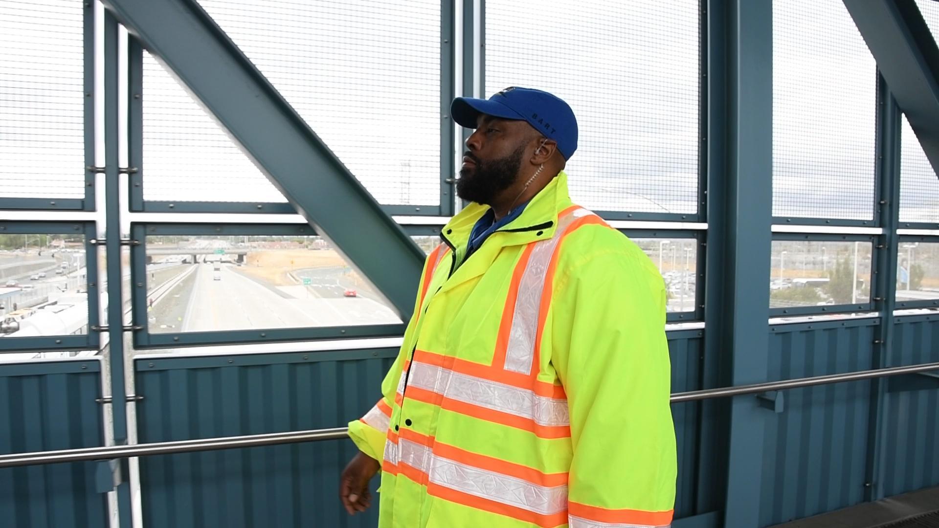Donald Cornelius, a member of AFSCME Local 3993, walks through the new BART station in Antioch