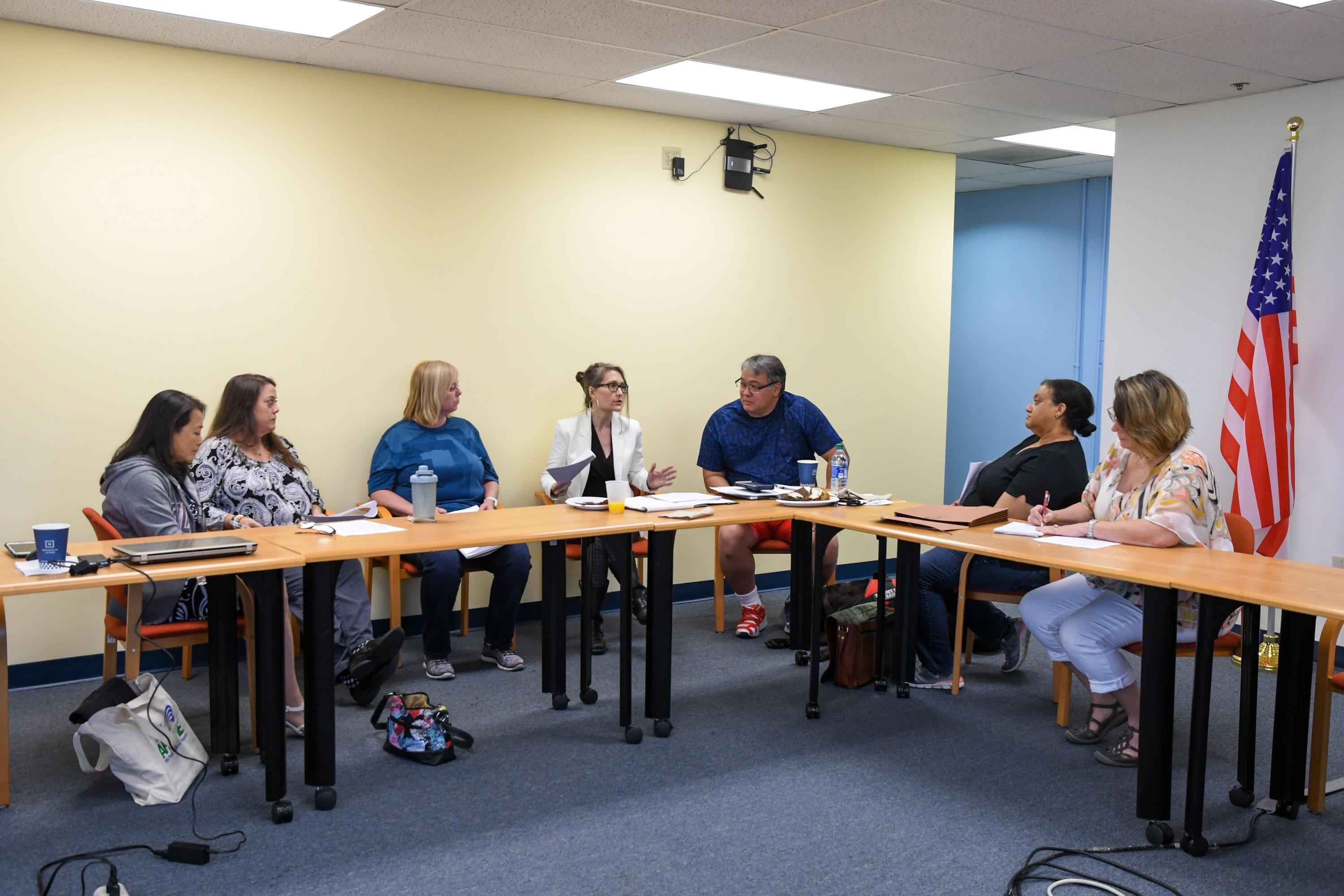 Members of AFSCME Local 2620 meet for the first Conservative Caucus gathering.