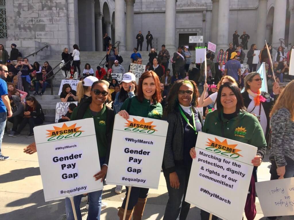 AFSCME Local 2620 members at the Womens March rally in Los Angeles.